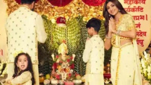 Shilpa Shetty's Daughter, Samisha, Steals Hearts with Goofy Antics During Ganesh Chaturthi Puja